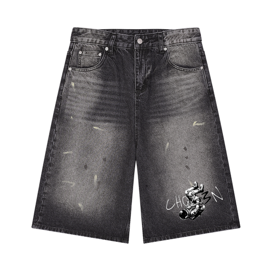 In Space Vintage Wash Wide Leg Denim Shorts