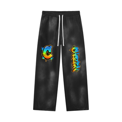 Unisex Sunfade Wide Leg Fleece Sweatpants