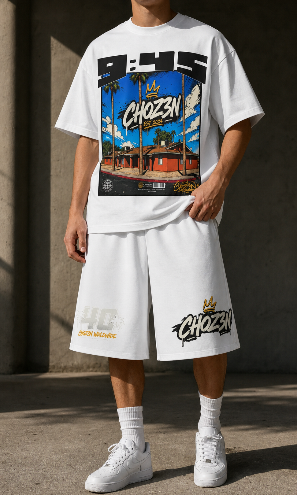 9:45 Cotton Shorts - White