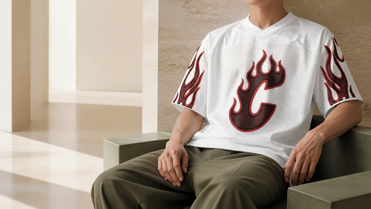 Flame Boxy Jersey - White