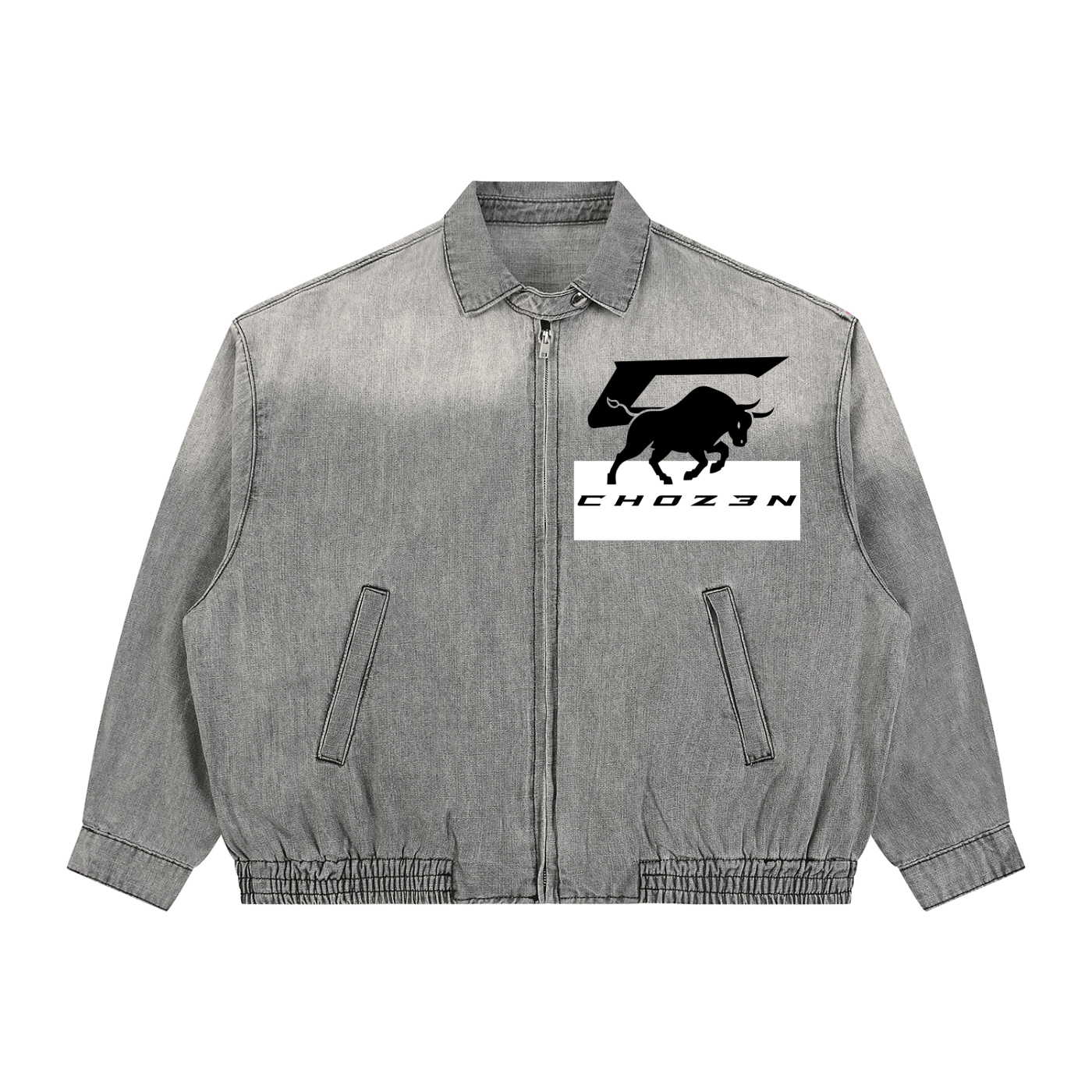 Unisex Vintage Wash Full-Zip Denim Jacket