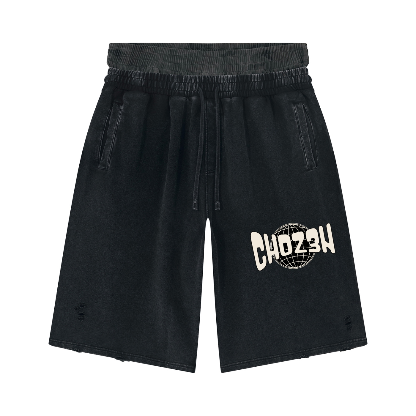 Distressed Wide-Leg Shorts