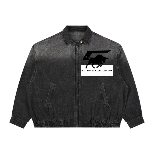 Unisex Vintage Wash Full-Zip Denim Jacket