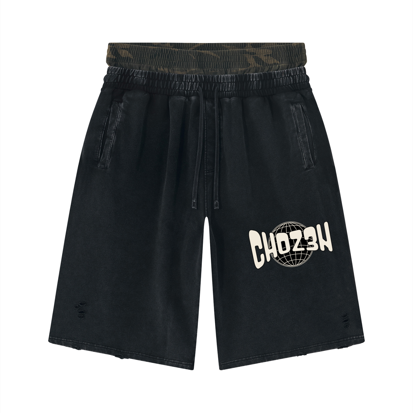 CHOZ3N Distressed Wide Leg Shorts
